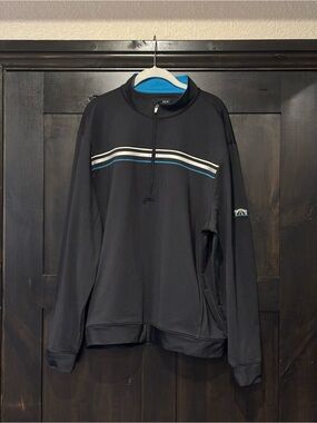 Chase 54 Men's XL Blue 1/4 Zip Stretch Striped Long Sleeve Golf Pullover Logo